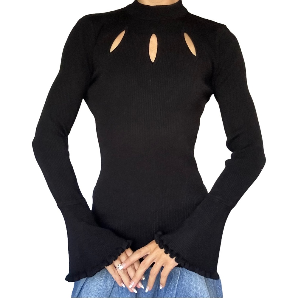 Candies Cut Out Sweater Frill Hem